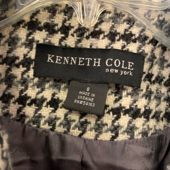 - Vintage Kenneth Cole Wool blend coat, houndstooth with leather trim size… - Picture 3 of 9